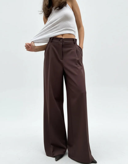 High Waist Espresso Drape Pants