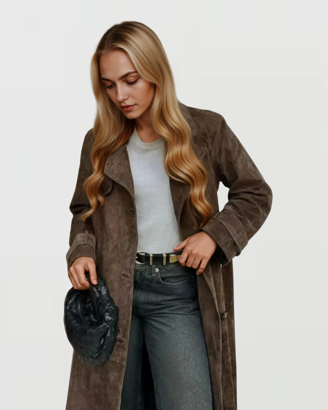 Emery Faux Suede Trench Coat