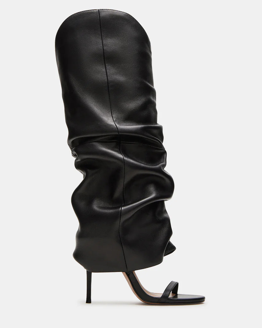 Arianne | Women's Open Toe Ruched Slouchy Stiletto Knee High Heel Boots