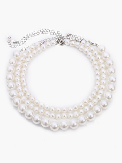 Arlette | Women's Layered Pearl Three Strand Bead Necklace