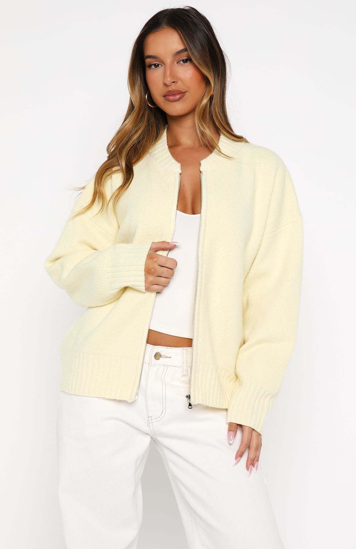 Augusta | Women's Drop Shoulder Zip Front Knit Cardigan