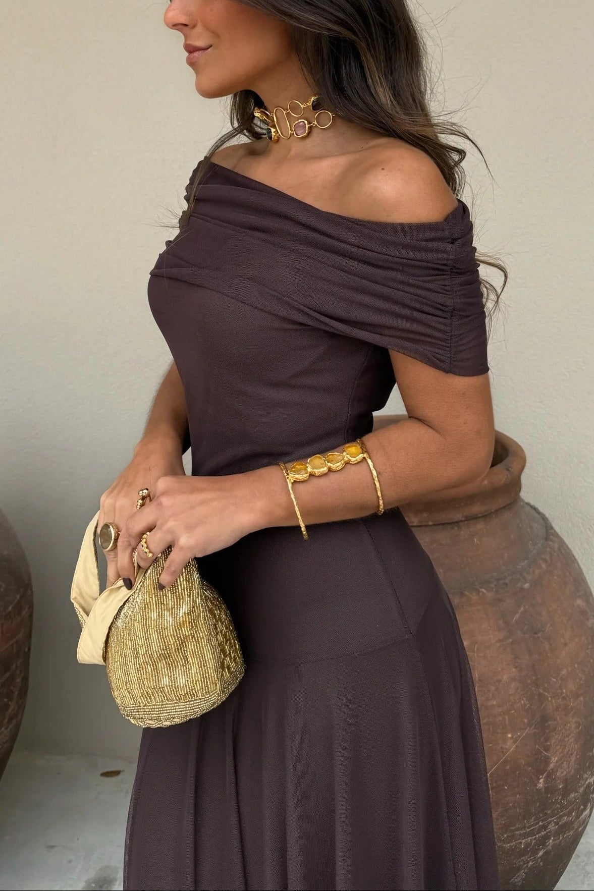 Brittany | Women's One-Shoulder Mesh Maxi Summer Dress