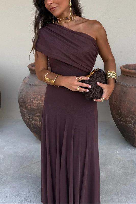 Brittany | Women's One-Shoulder Mesh Maxi Summer Dress
