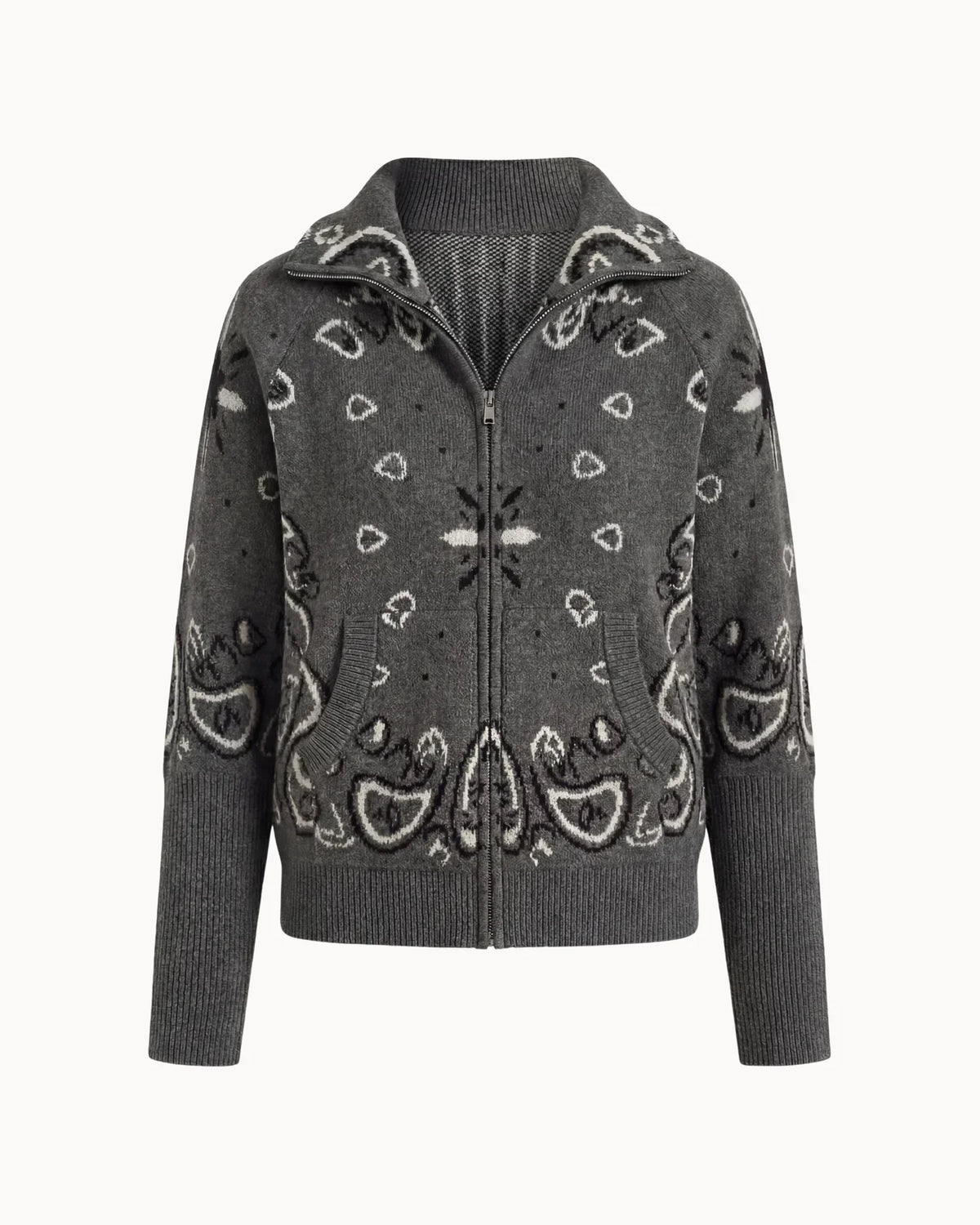 Delaney | Women's Paisley Zip Up Knit Cardigan