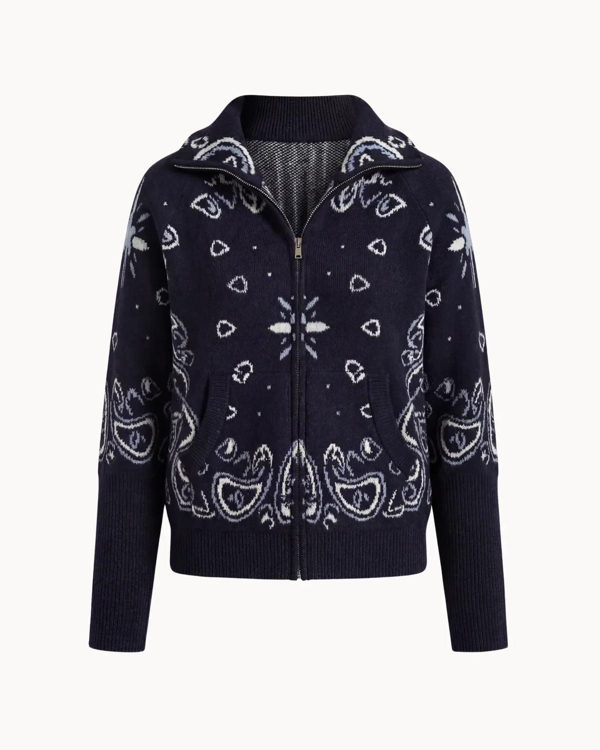 Delaney | Women's Paisley Zip Up Knit Cardigan