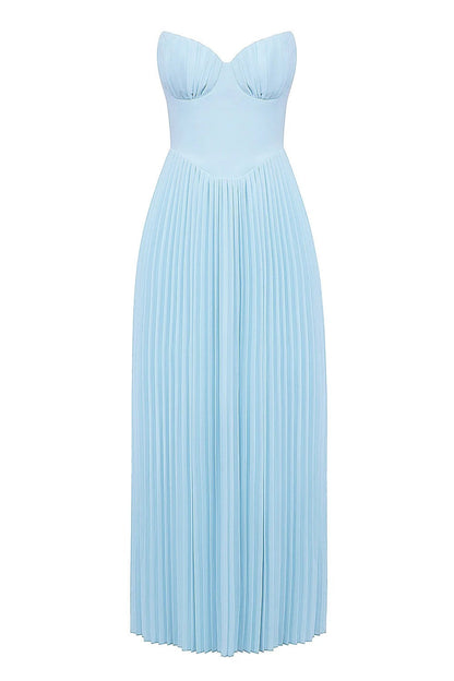 Denise | Women's Strapless Pleated Maxi Wedding Guest Dress