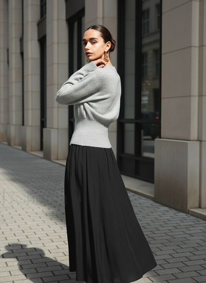 Kallie | Women's Front Slit Long Sleeve Ribbed Knit Sweater
