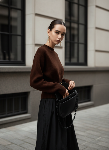 Kallie | Women's Front Slit Long Sleeve Ribbed Knit Sweater