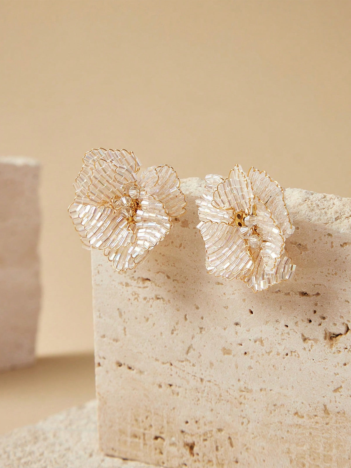 Kamryn | Women's Layered Petal Beaded Flower Stud Earrings