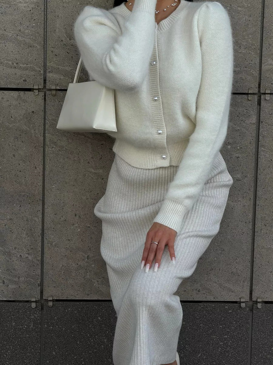 Kyndall | Women's Crew Neck Long Sleeve Button Front Knit Cardigan