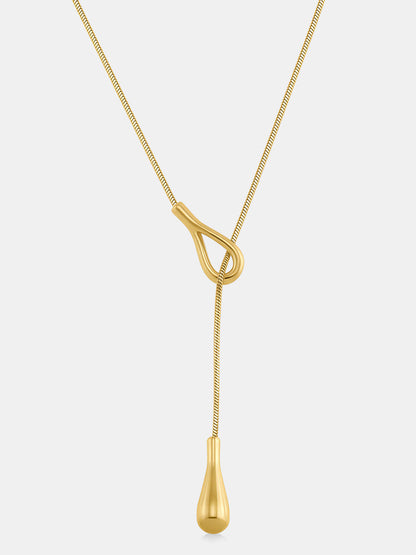 Leona | Women's Y Shape Long Drop Loop Pendant Teardrop Necklace