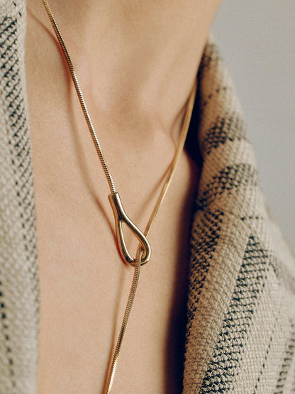 Leona | Women's Y Shape Long Drop Loop Pendant Teardrop Necklace