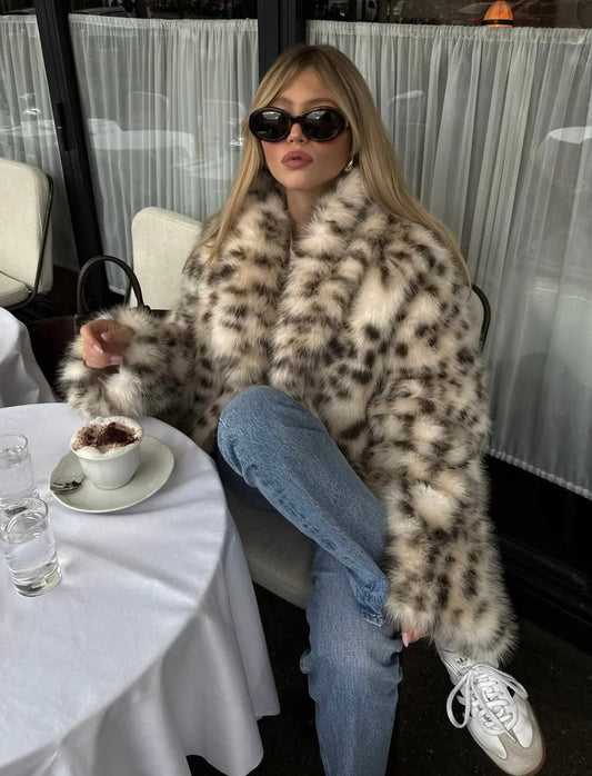 Madison | Women's Oversized Faux Fur Leopard Coat