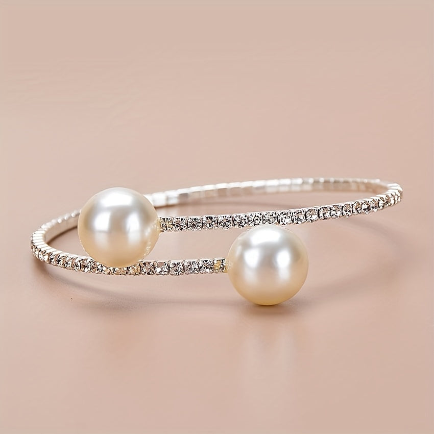 Rosanna | Women's Open Cuff Pearl Bangle Statement Bracelet
