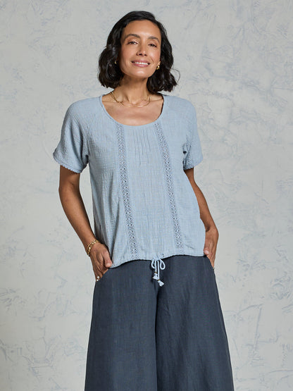 Daisy Cotton Blouse Slate Blue