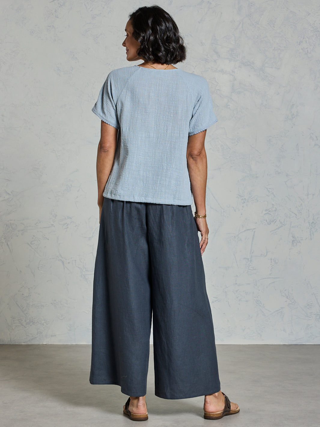 Daisy Cotton Blouse Slate Blue