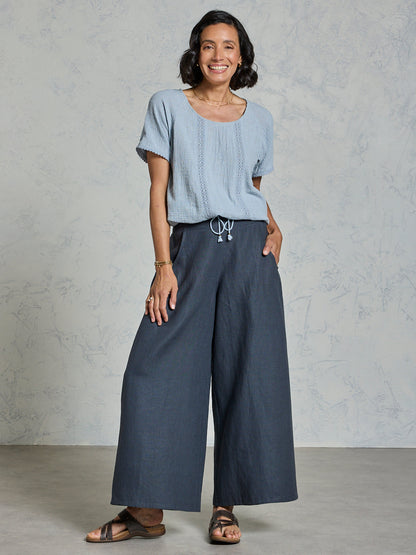 Daisy Cotton Blouse Slate Blue
