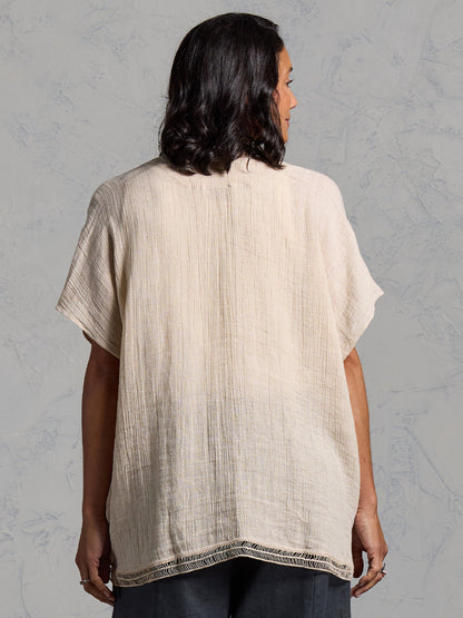Rhea French Linen Kimono Stone
