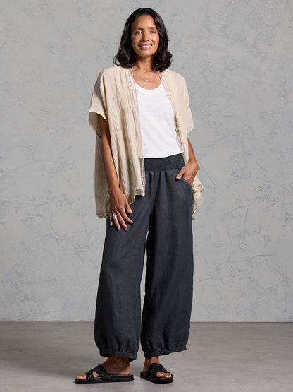 Rhea French Linen Kimono Stone