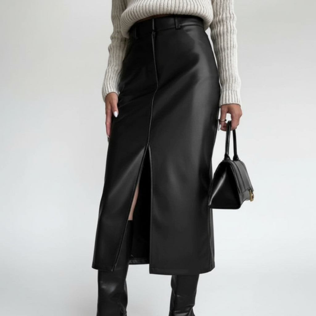 Leather Split Skirt