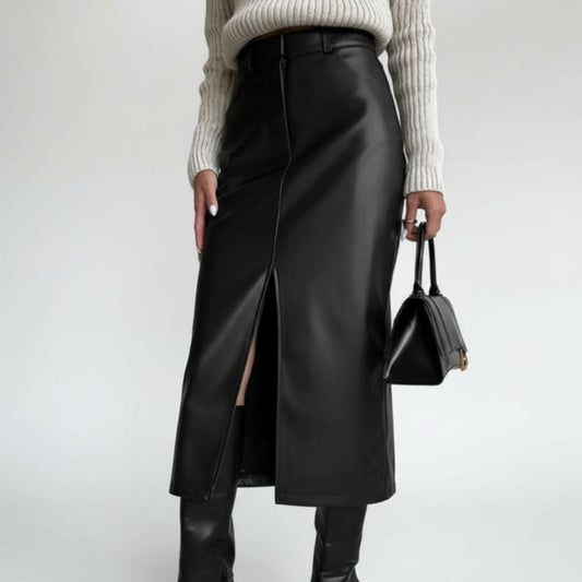Leather Split Skirt