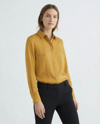 Graceful Satin Look Office Dress Shirt