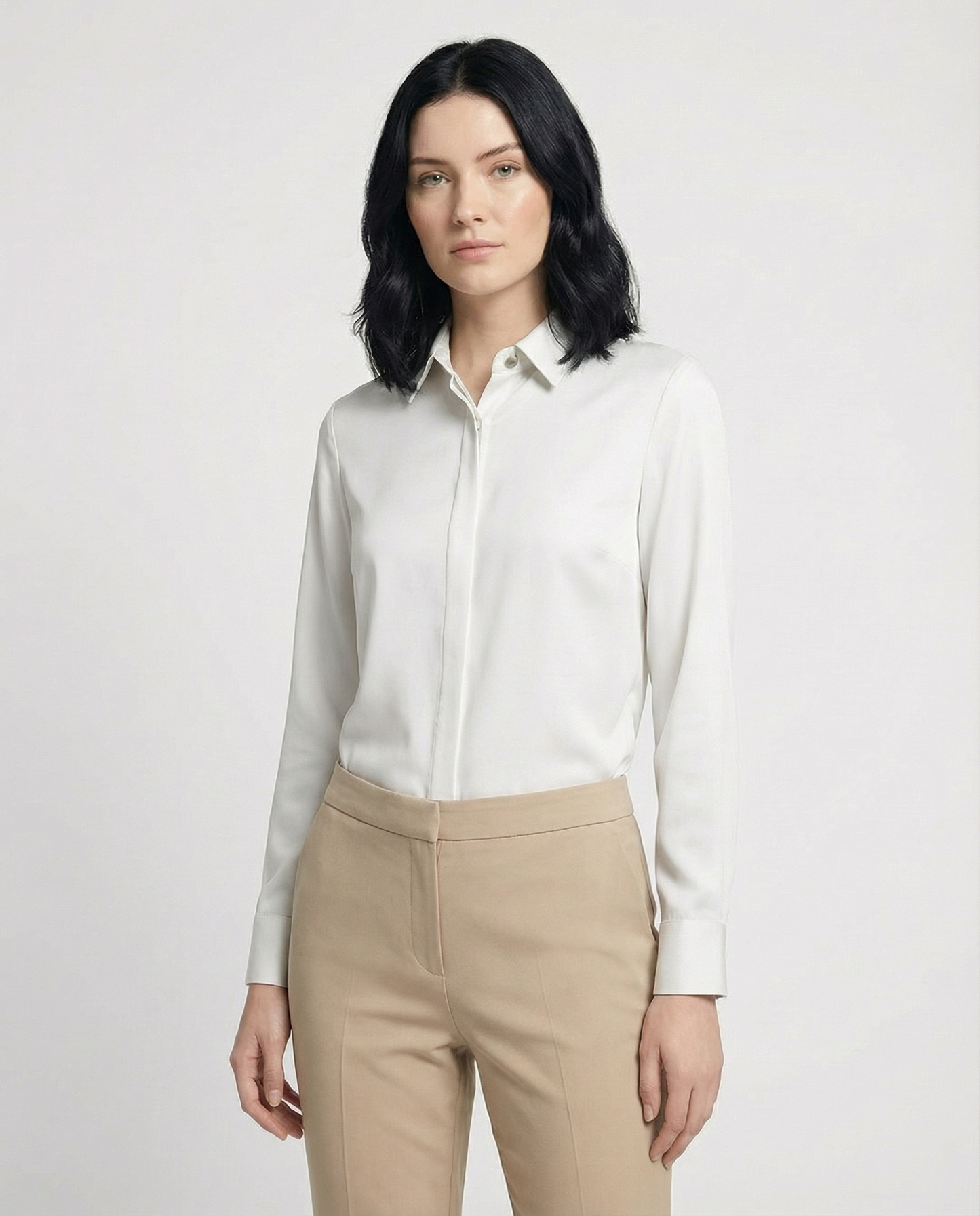 Graceful Satin Look Office Dress Shirt