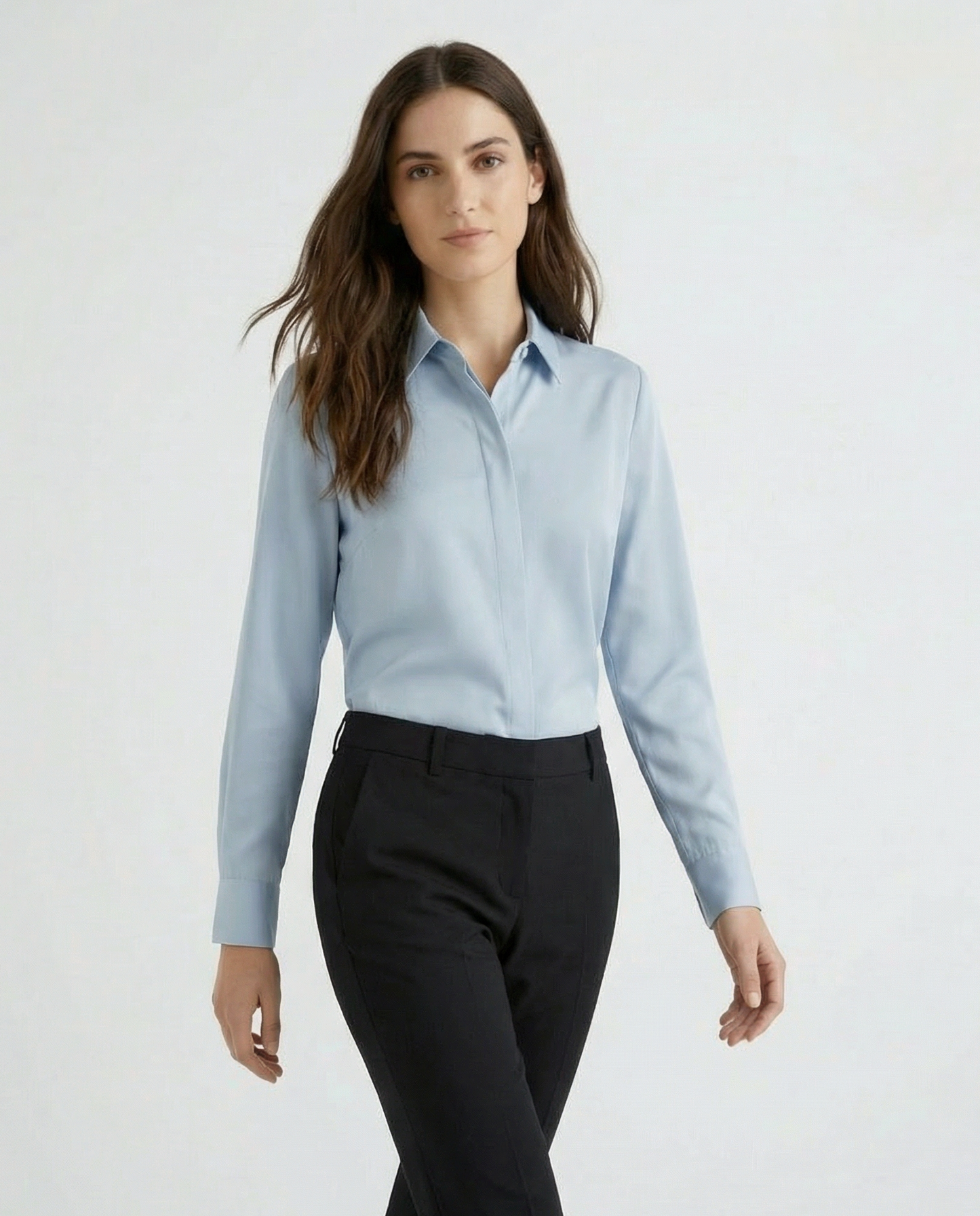 Graceful Satin Look Office Dress Shirt