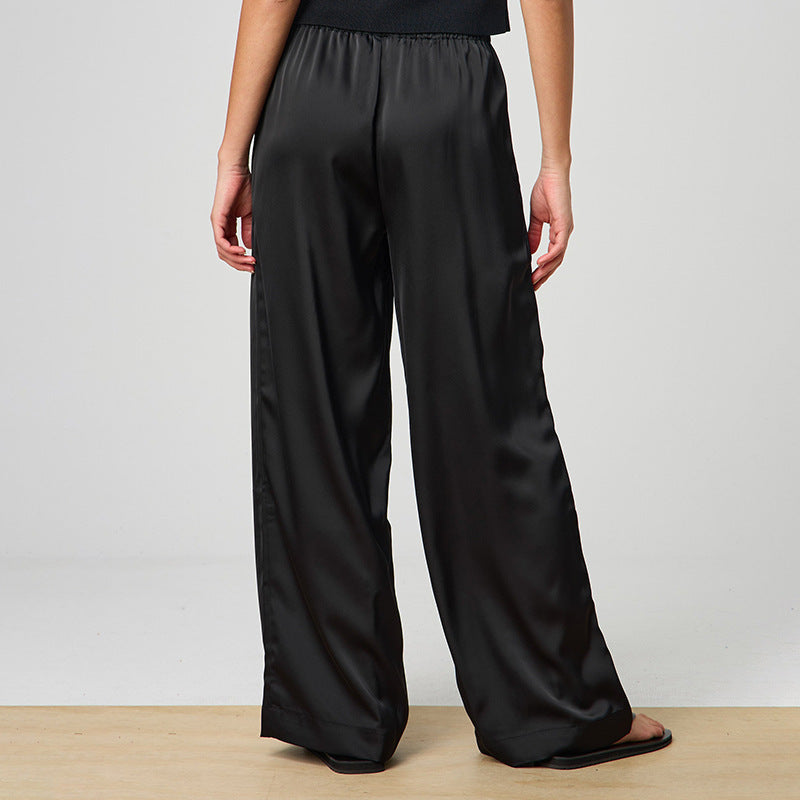 Silk-Effect Tie Waist Pants