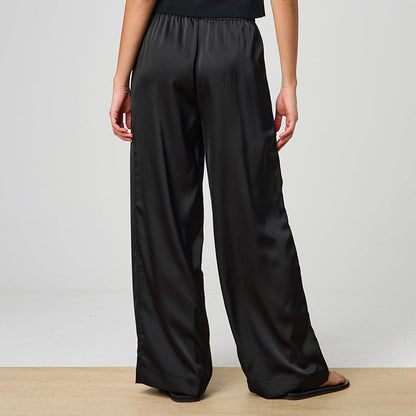 Silk-Effect Tie Waist Pants