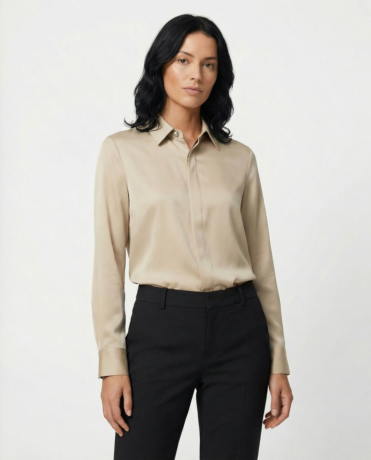 Graceful Satin Look Office Dress Shirt