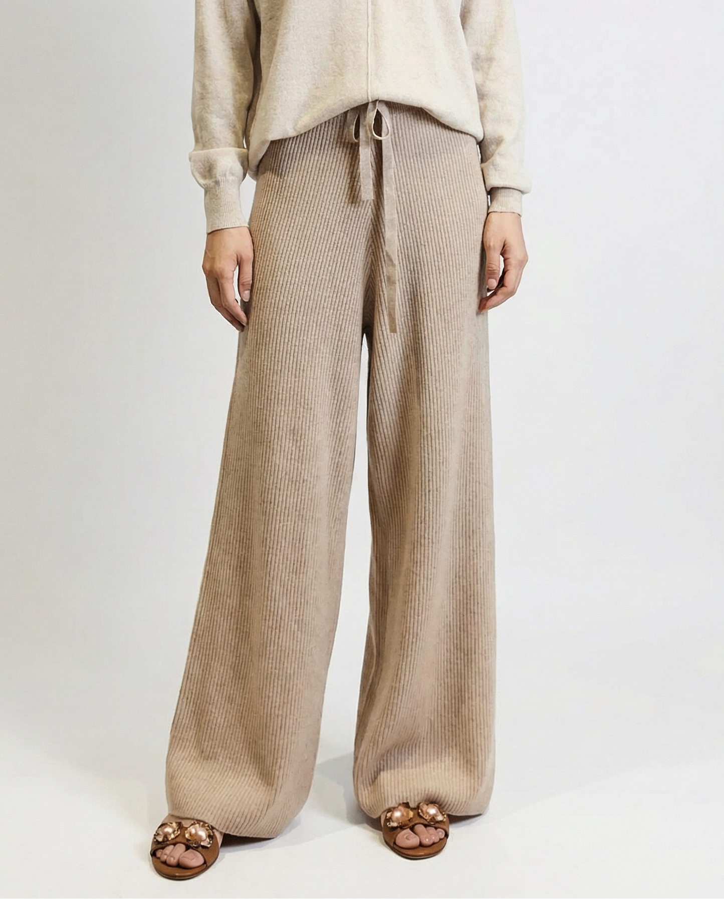 Wide Leg Knit Trousers