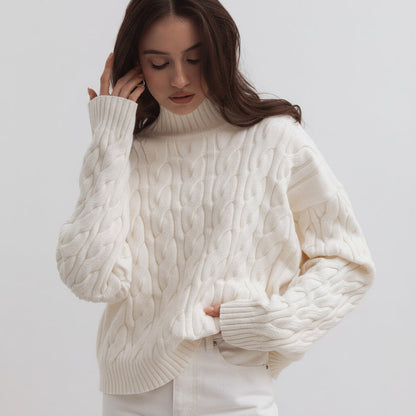 Boat Neck Cable Knit Sweater