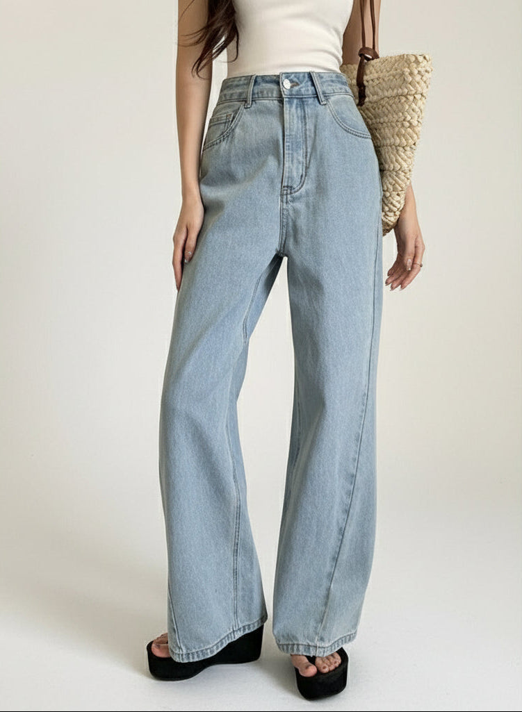 High Waist Retro Wide Leg Jeans