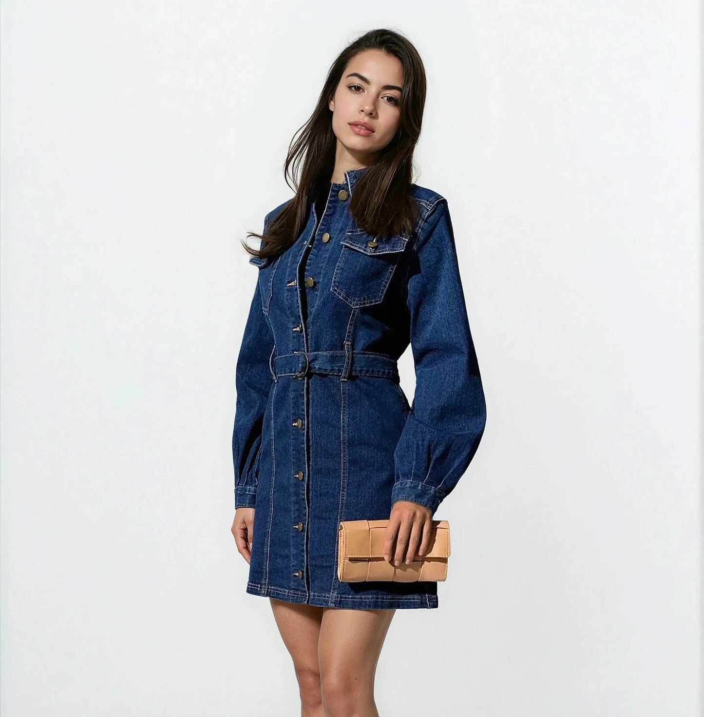 Denim Tie Waist Dress