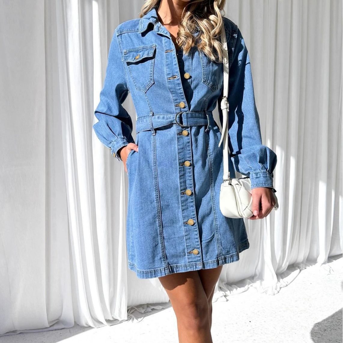 Denim Tie Waist Dress