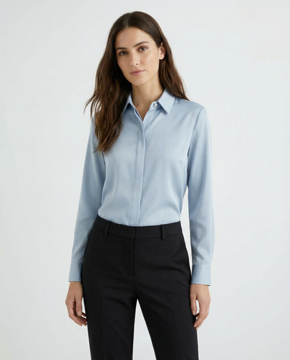 Graceful Satin Look Office Dress Shirt
