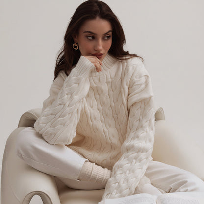 Boat Neck Cable Knit Sweater