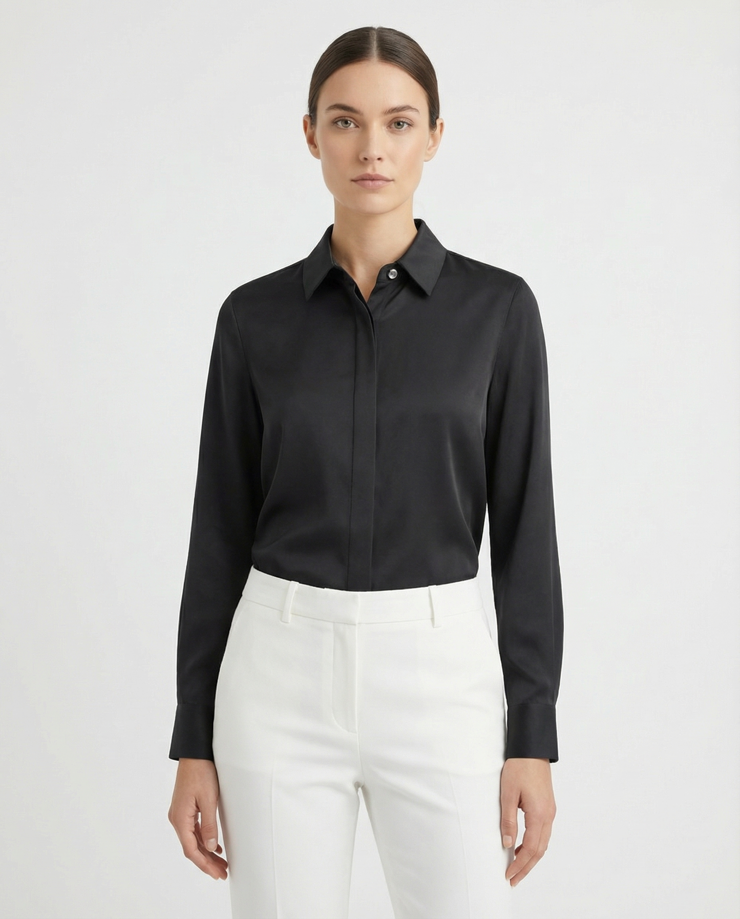 Graceful Satin Look Office Dress Shirt