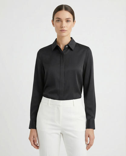 Graceful Satin Look Office Dress Shirt