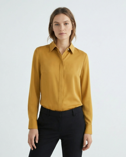 Graceful Satin Look Office Dress Shirt