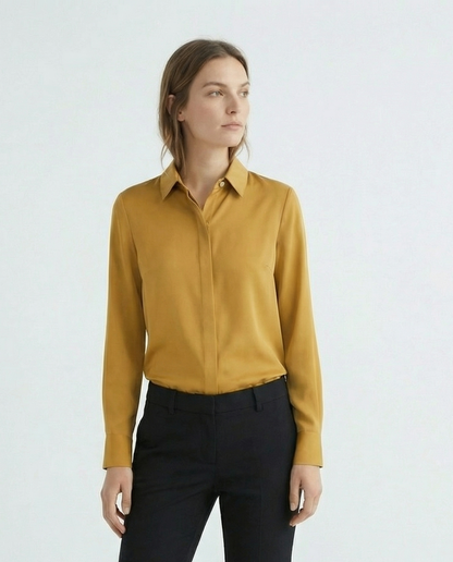 Graceful Satin Look Office Dress Shirt