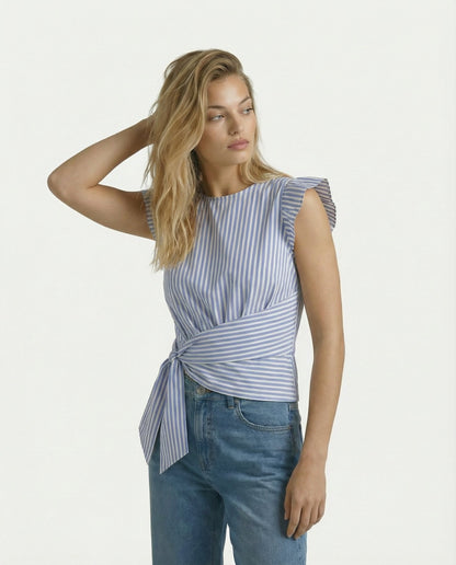 Margot Tie Waist Striped Top
