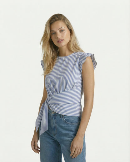 Margot Tie Waist Striped Top