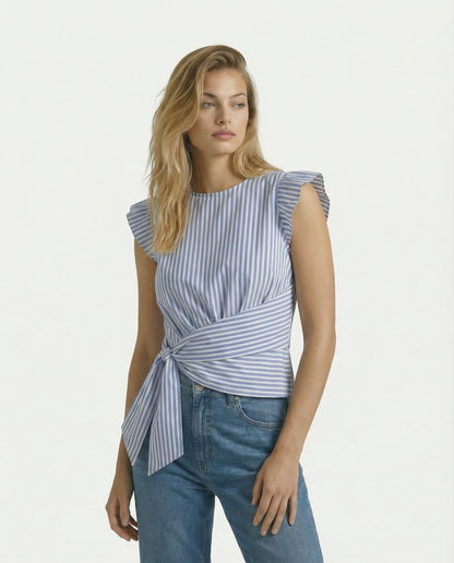 Margot Tie Waist Striped Top