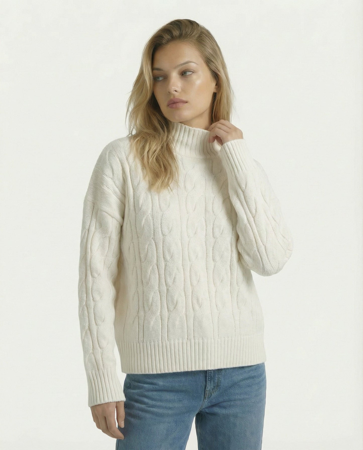 Boat Neck Cable Knit Sweater