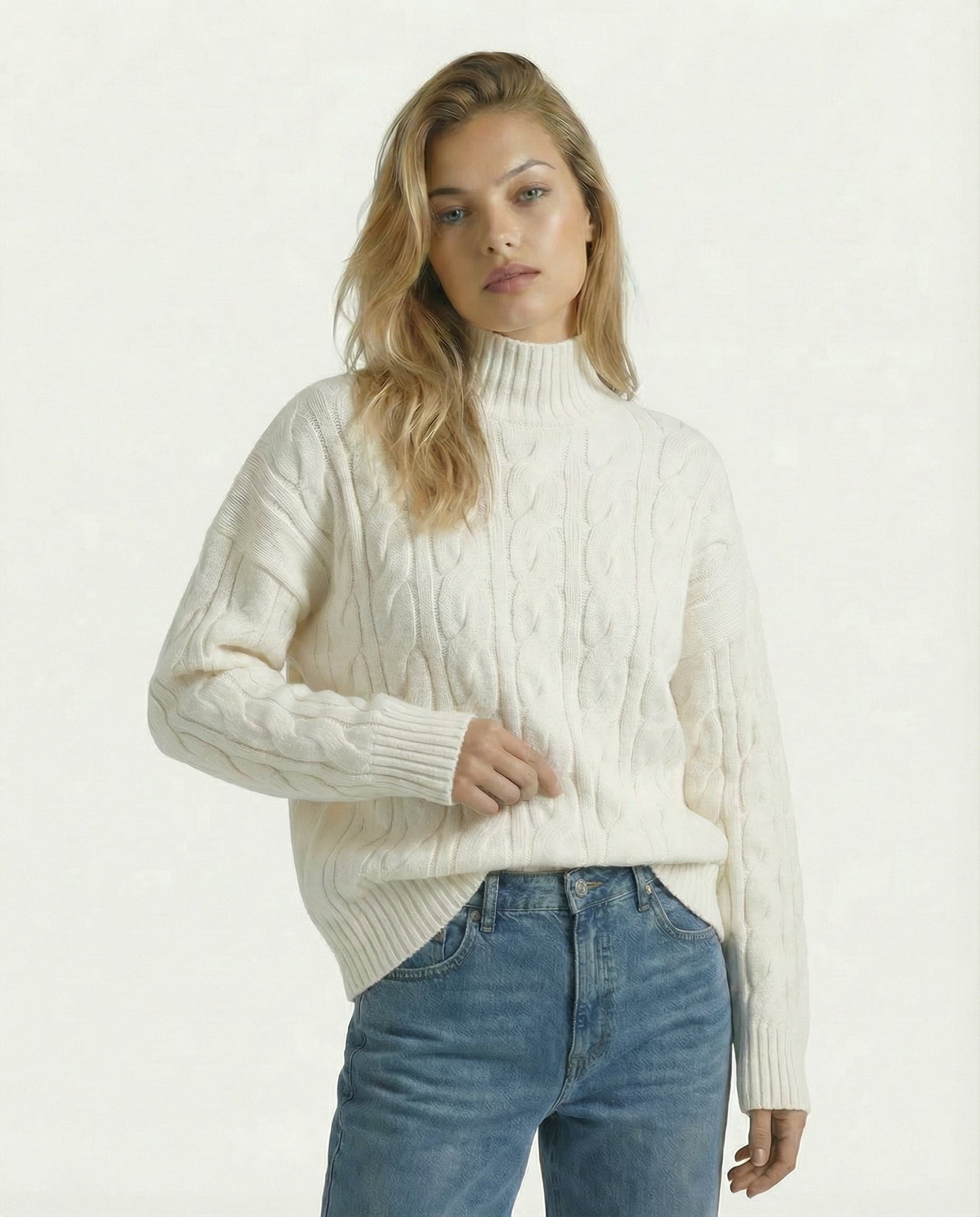 Boat Neck Cable Knit Sweater