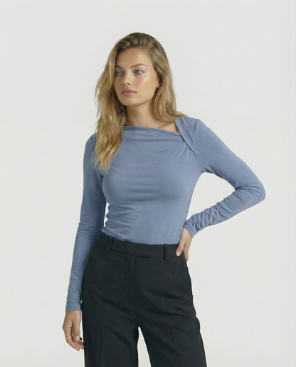 The Celeste Asymmetrical Long Sleeve Top