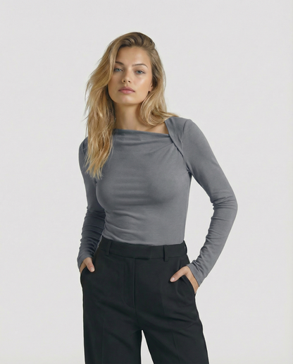 The Celeste Asymmetrical Long Sleeve Top