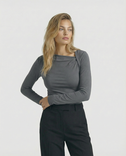 The Celeste Asymmetrical Long Sleeve Top